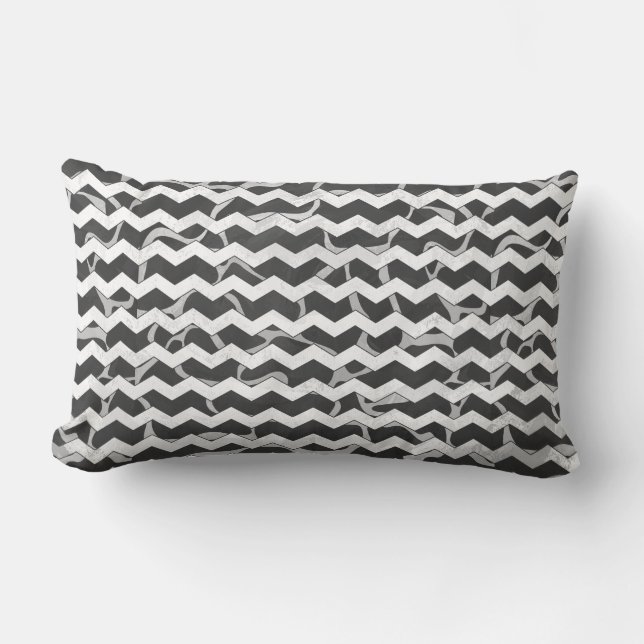 Giraffe Black och Grått Chevron Mönster Lumbarkudde (Framsida)