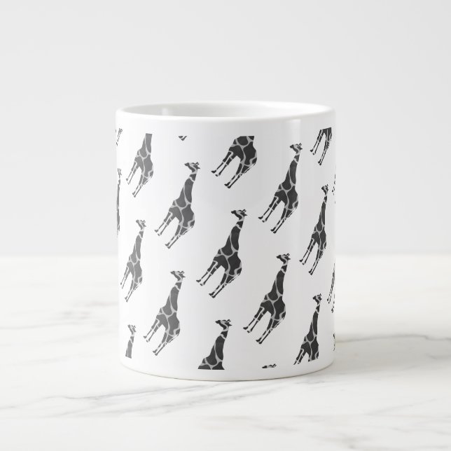 Giraffe Black och Grått Silhoutte Jumbo Mugg (Framsidan)
