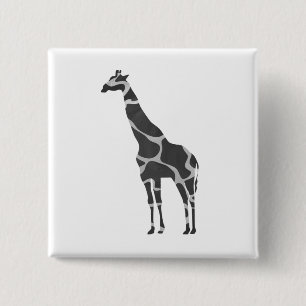Giraffe Black och Grått Silhoutte Knapp