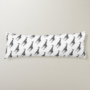 Giraffe Black och Grått Silhoutte Kroppskudde