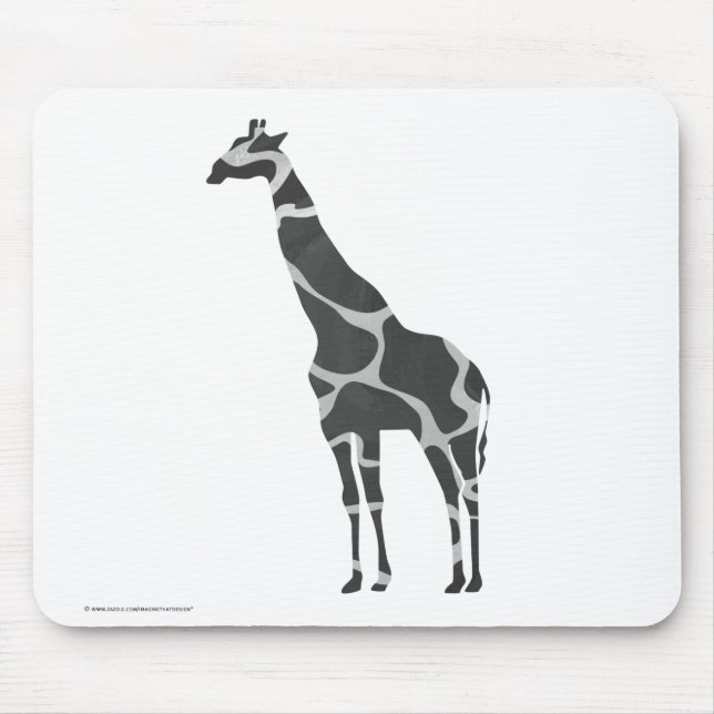 Giraffe Black och Grått Silhoutte Musmatta (Framsidan)