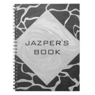 Giraffe Black och Light Grått Monogram Anteckningsbok