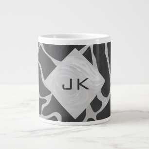 Giraffe Black och Light Grått Monogram Jumbo Mugg