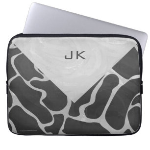 Giraffe Black och Light Grått Monogram Laptop Sleeve