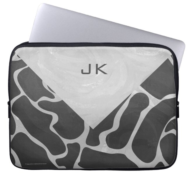 Giraffe Black och Light Grått Monogram Laptop Sleeve (Framsidan)