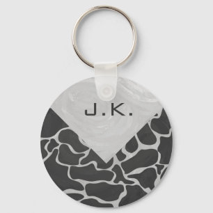 Giraffe Black och Light Grått Monogram Nyckelring
