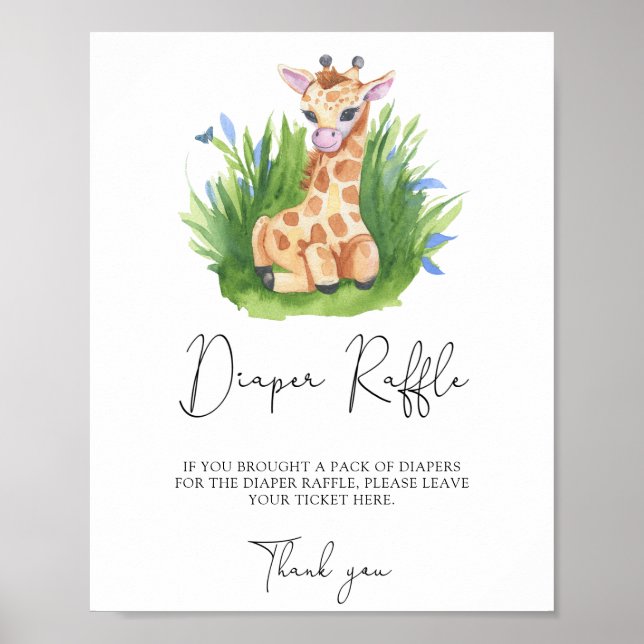 Giraffe - Blöjlotteri Poster (Framsidan)