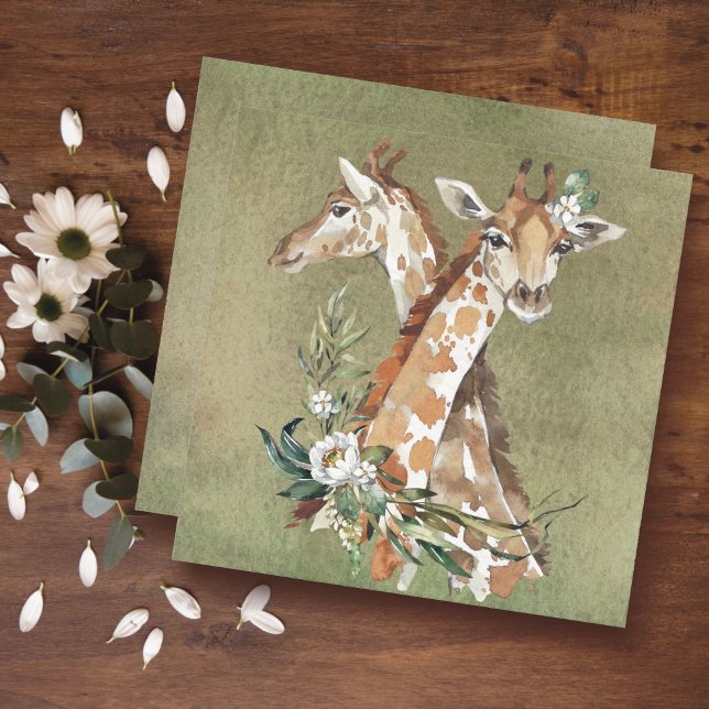 Giraffe Blommigt Card (Skapare uppladdad)