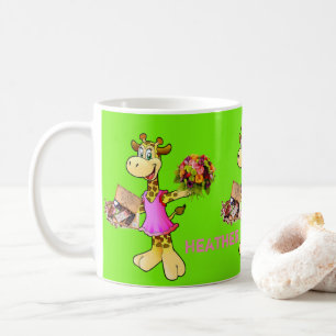 Giraffe Blommigt Grönt Mugg
