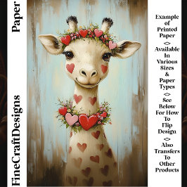 Giraffe, Blommigt Heart Garland CH8 Skrapbok Pappe