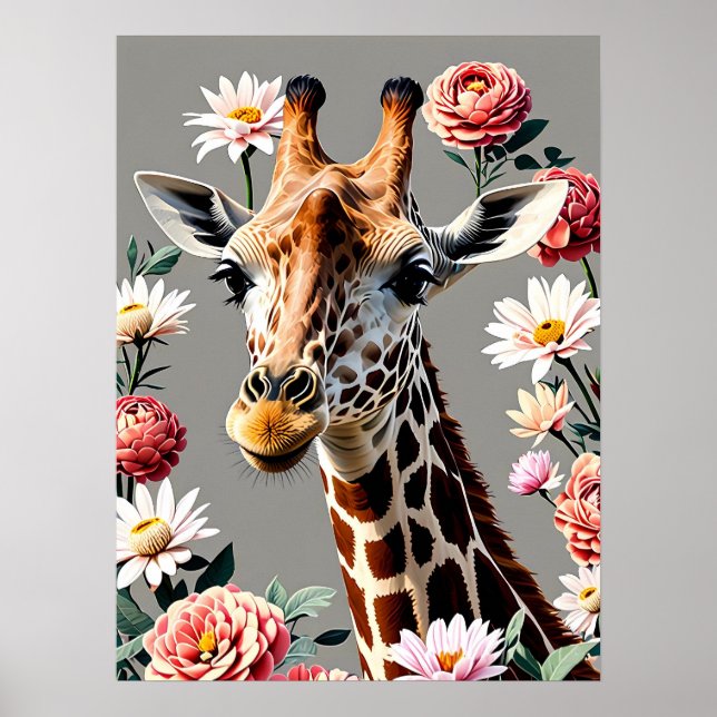 giraffe-blommigt poster (Framsidan)