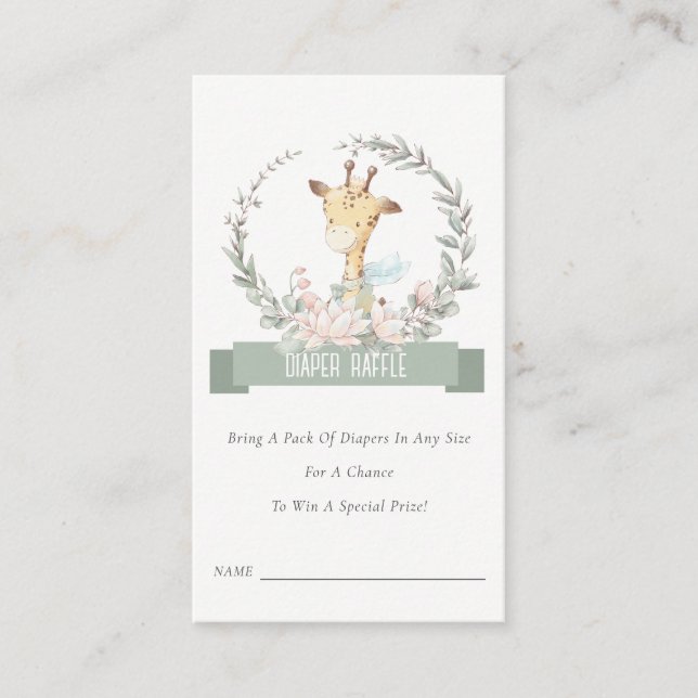 Giraffe Blommigt Utandningsutslag Raffle Baby Show Tilläggskort (Framsida)