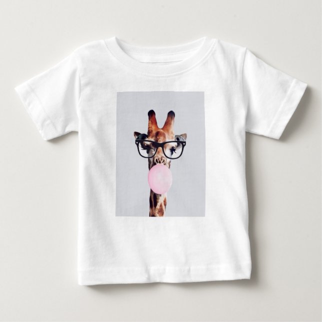 Giraffe Blowing Bubble Barn T-Shirt (Framsida)