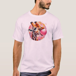 Giraffe Blowing Bubble Gumm Skriv ut T Shirt