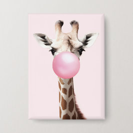 Giraffe Blowing Rosa Bubble Gum Whimsical Art Knapp