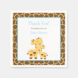 Giraffe Blue Boy Baby Shower Papper Pappersservett