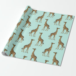 Giraffe Blue och Golden Presentpapper