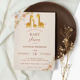 Giraffe Bohemian Torkad grassbabyskor Inbjudningar
