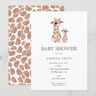 Giraffe Boho Mamma och Baby Safari Baby Shower Inbjudningar