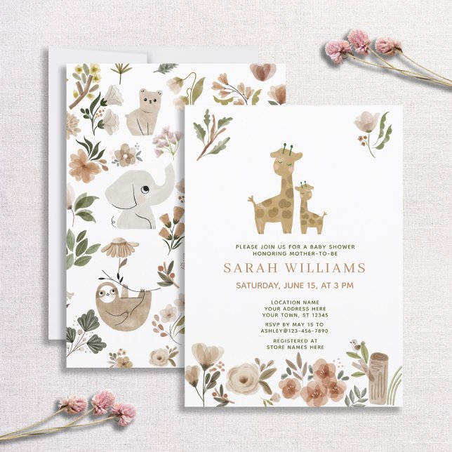 Giraffe Boho Safari Animals Baby Shower Inbjudningar (Skapare uppladdad)