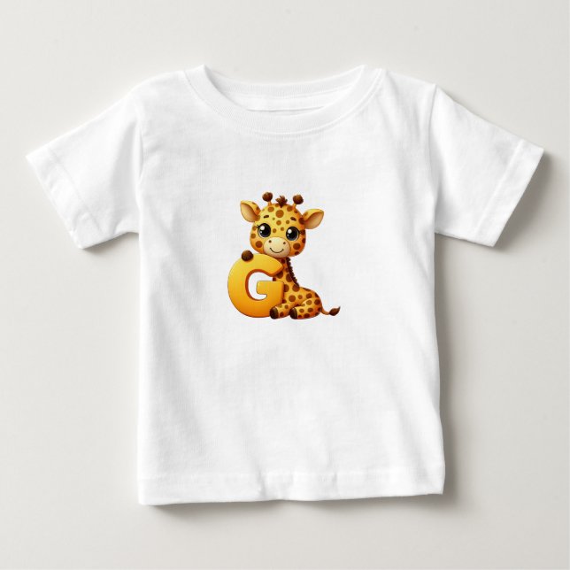 Giraffe Bokstav G Baby T-Shirt (Framsida)