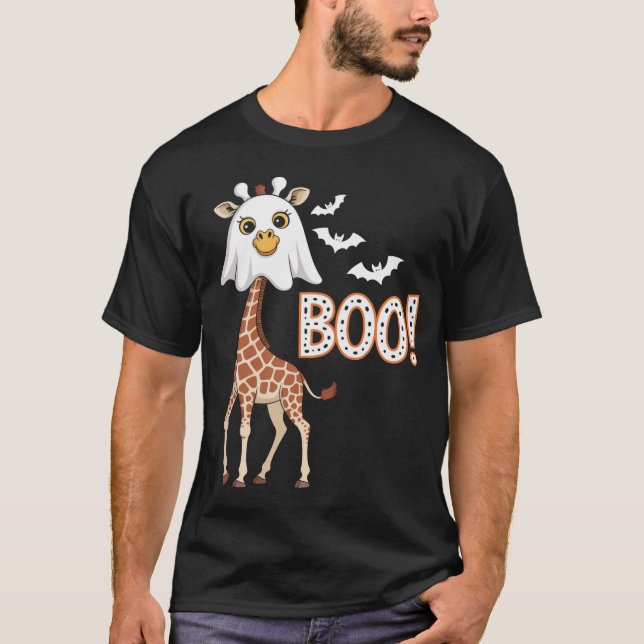 Giraffe Boo Halloween T Shirt (Framsida)