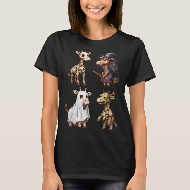 Giraffe Boo Zombie Witch Halloween Costume Women T Shirt (Framsida)