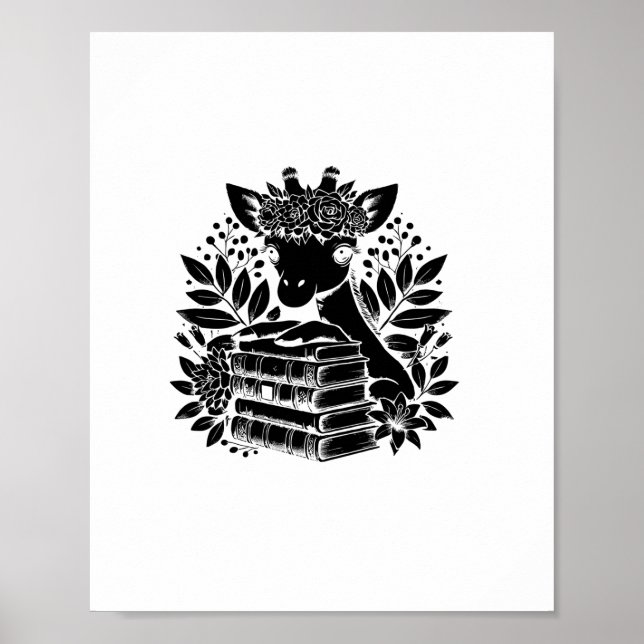 Giraffe Books Bookworm Library Bok Läsning Biblio Poster (Framsidan)