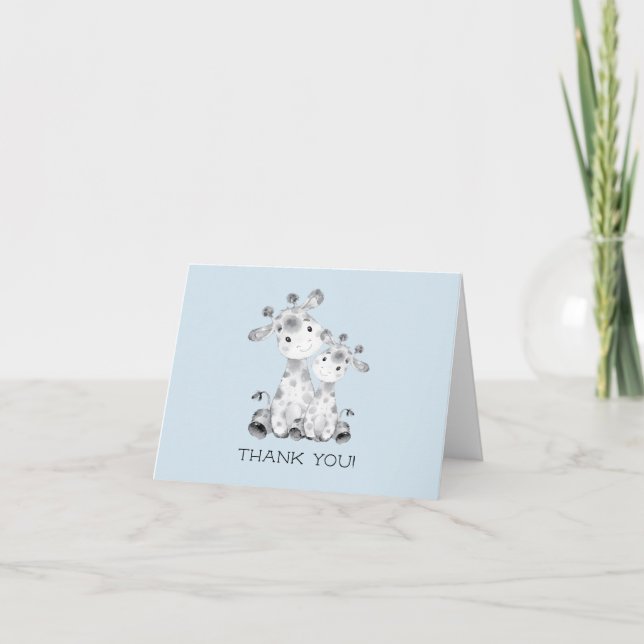 Giraffe Boys Baby Shower Tackkort (Framsida)
