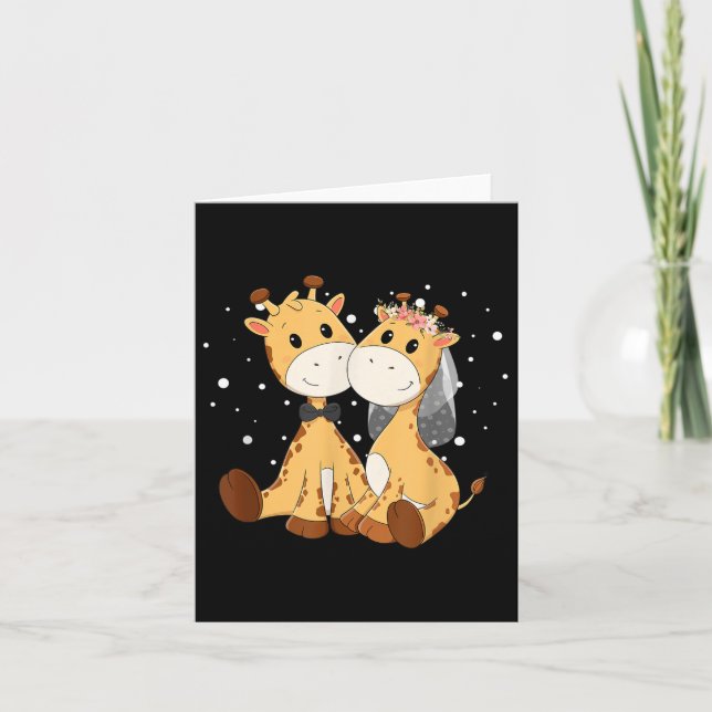 Giraffe Bride och Groom Bröllop Art Matching Coupl Kort (Framsida)