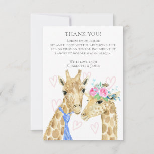 Giraffe Bröllop Tack Kort