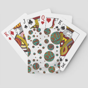 Giraffe Brown and Teal Print Spel Kort