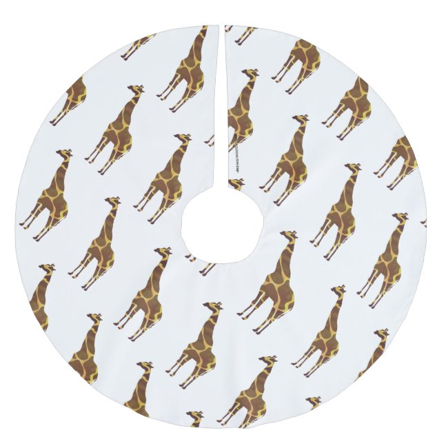 Giraffe Brown och Gult Silhouette Julgransmatta Borstad Polyester (Framsidan)