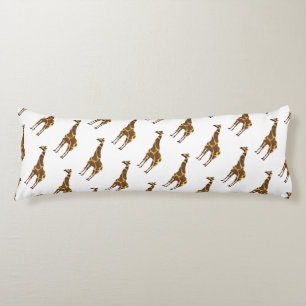 Giraffe Brown och Gult Silhouette Kroppskudde