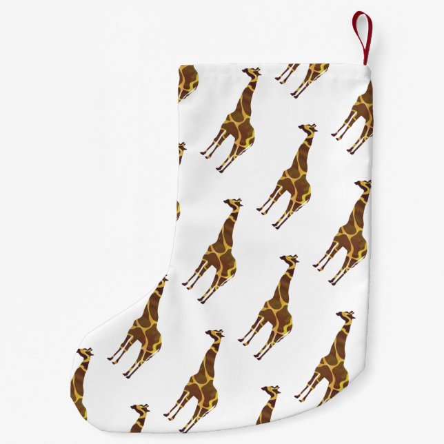 Giraffe Brown och Gult Silhouette Liten Julstrumpa (Baksidan)