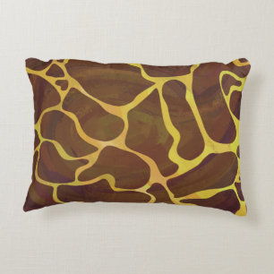 Giraffe Brown och Gult Silhouette Prydnadskudde