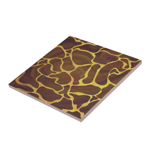 Giraffe Brown och Gult Skriv ut Kakelplatta (Sidan)