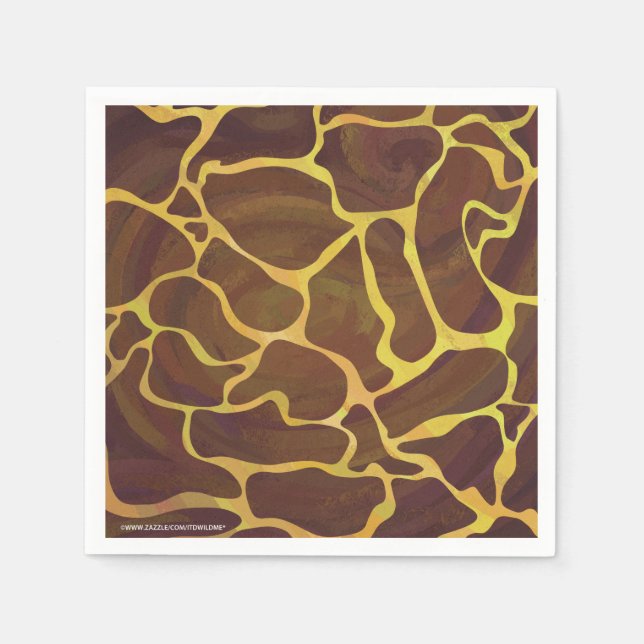 Giraffe Brown och Gult Skriv ut Pappersservett (Framsidan)