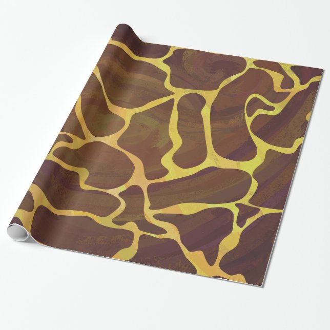 Giraffe Brown och Gult Skriv ut Presentpapper (Utrullad)