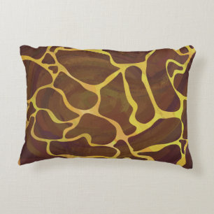 Giraffe Brown och Gult Skriv ut Prydnadskudde