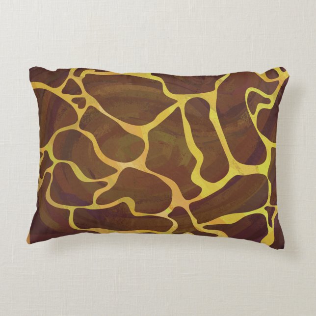 Giraffe Brown och Gult Skriv ut Prydnadskudde (Baksidan)
