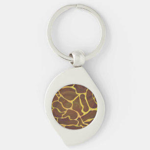 Giraffe Brown och Gult Skriv ut Swirl Silverfärgad Nyckelring