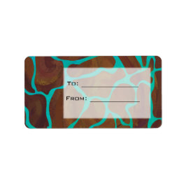Giraffe Brown och Teal Print Adressetikett