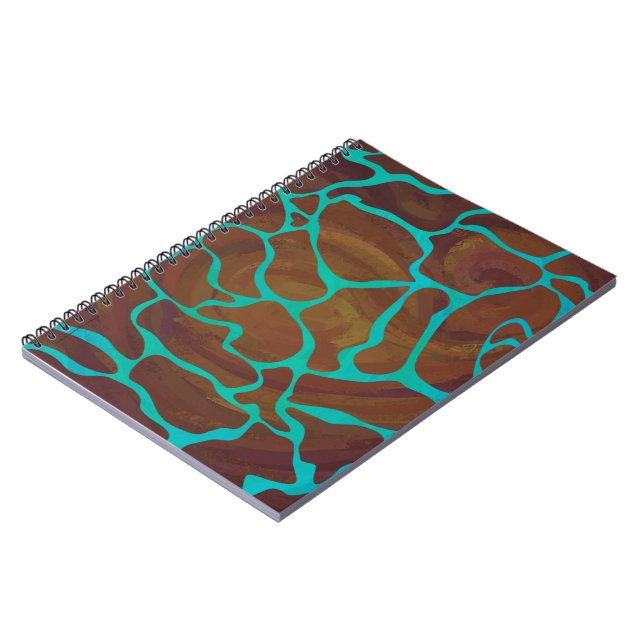 Giraffe Brown och Teal Print Anteckningsbok Med Spiral (Vänstra Sidan)