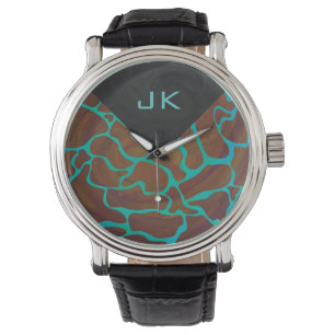 Giraffe Brown och Teal Print Armbandsur