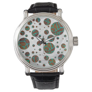 Giraffe Brown och Teal Print Armbandsur