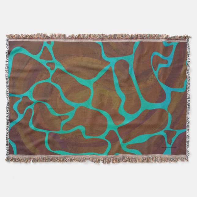 Giraffe Brown och Teal Print Filt (Framsidan)