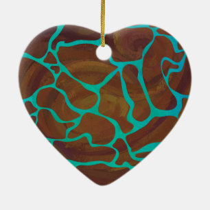 Giraffe Brown och Teal Print Julgransprydnad Keramik