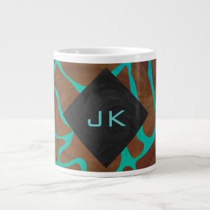 Giraffe Brown och Teal Print Jumbo Mugg