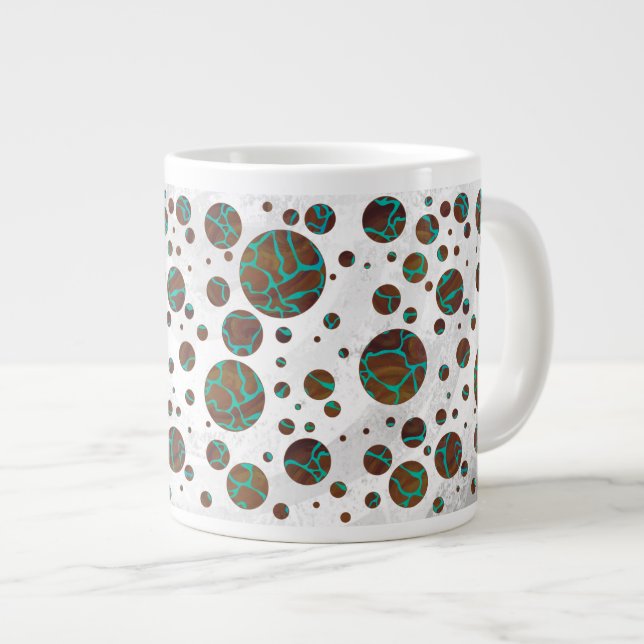 Giraffe Brown och Teal Print Jumbo Mugg (Framsida höger)